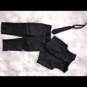 Toddler Suit - Dark Heather Gray with Tie